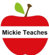 red apple logo with Mickie Teaches in center